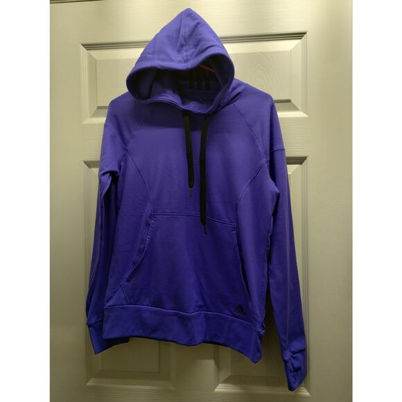 Adidas Women's Size Small Purple Sweatshirt Hoodie Kangaroo Pocket & Thumb Holes - Picture 1 of 6